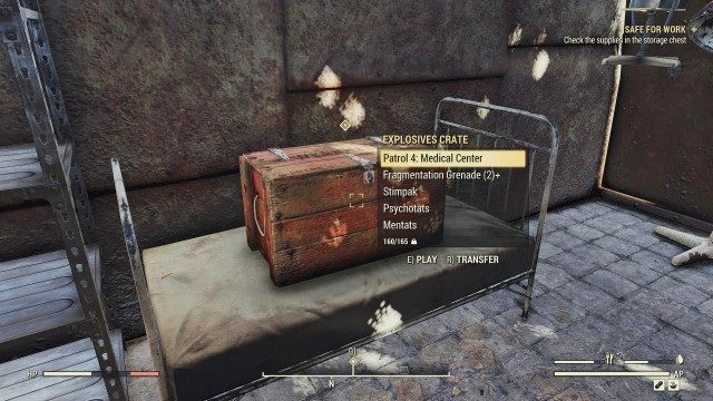 Check the supplies in the storage chest