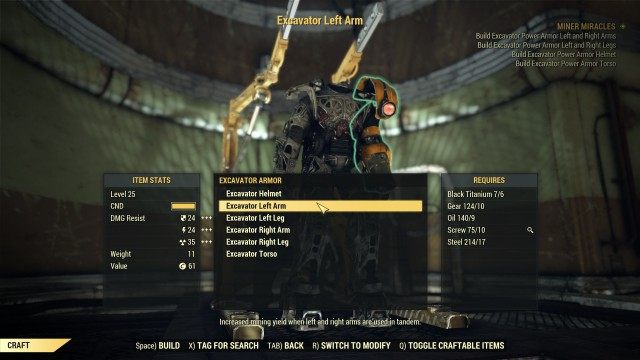 Build Excavator Power Armor Left and Right Arms