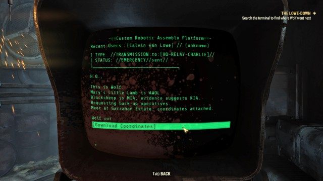 Search the terminal to find where Wolf went next
