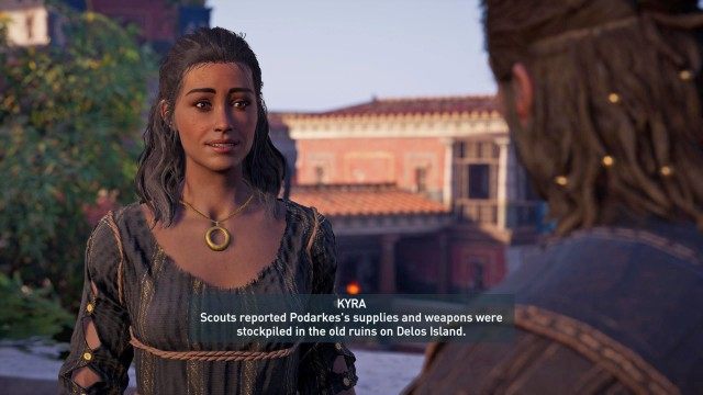 Talk to Kyra near the Temple of Artemis