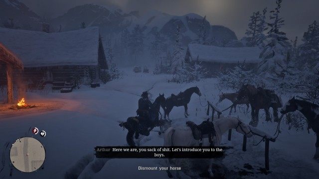 Dismount your horse / Remove the O'Driscoll / Carry the O'Driscoll to the cabin