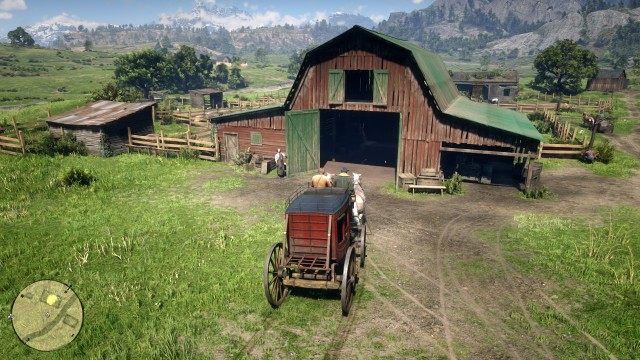 Return the stagecoach to Emerald Ranch / Drive the stagecoach into the Barn