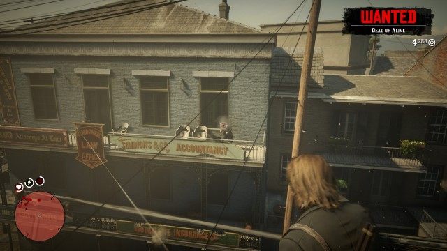 Go to the roof / Take out the lawmen while the gang climb up to the roof