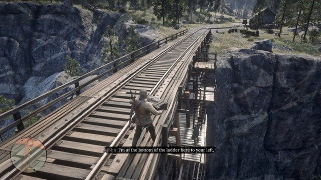 Get the first (second) dynamite crate / Lower the crate down the side of the bridge