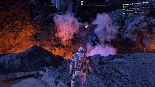 Scan the boulder fissure to enlist your allied Remnant Observer