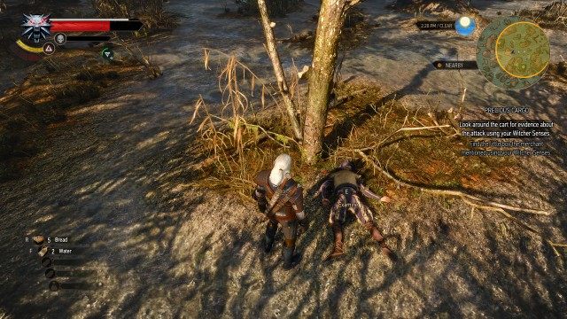 Look around the cart for evidence about the attack using your Witcher Senses.