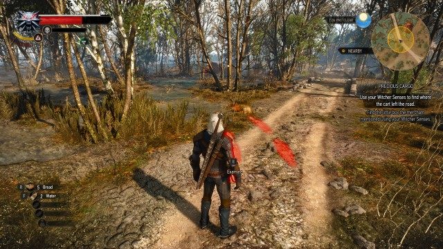 Use your Witcher Senses to find where the cart left the road.