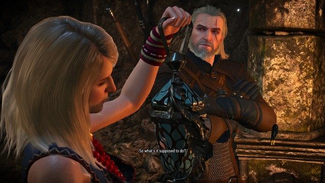 Look for the lamp in the mage's laboratory using your Witcher Senses.