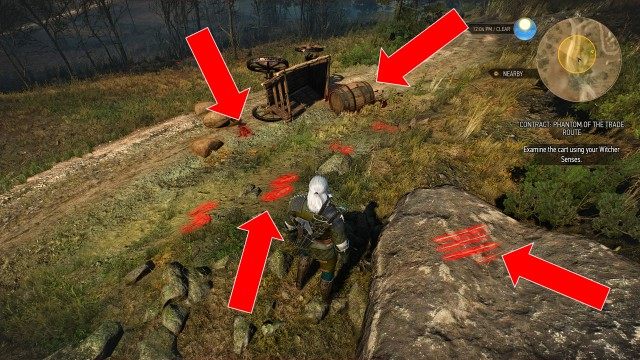 Find the missing caravan. / Examine the cart using your Witcher Senses.