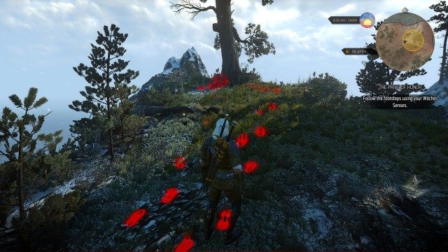 Follow the footsteps using your Witcher Senses.
