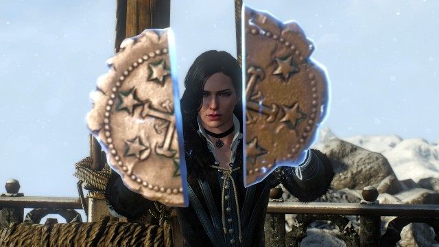 Follow Yennefer to the top deck.