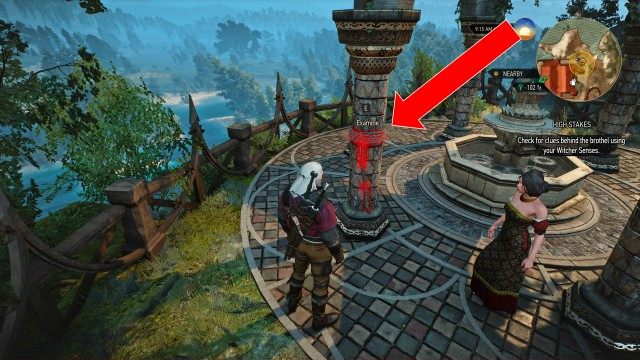 Check for clues behind the brothel using your Witcher Senses.