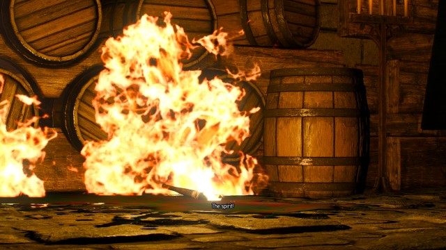 Follow Cerys to the cellar. / Examine the cellar. / Examine the mead in the open barrels.