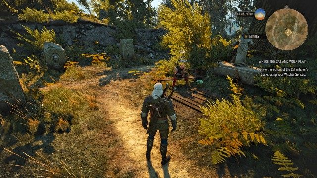 Follow the School of the Cat witcher's tracks using your Witcher Senses.