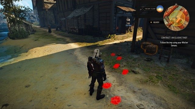 Follow the imp using your Witcher Senses.