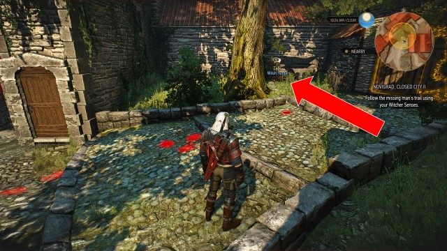 Follow the missing man's trail using your Witcher Senses.