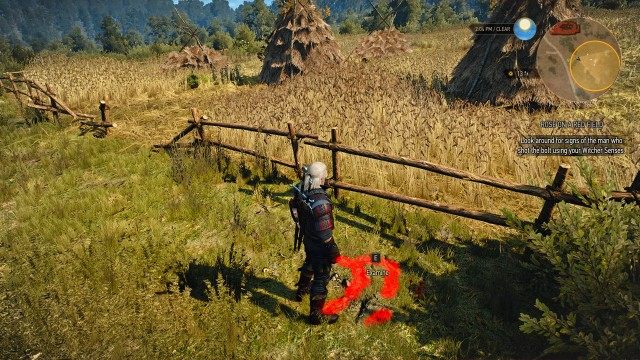 Look around for signs of the man who shot the bolt using your Witcher Senses.