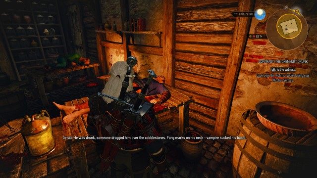 Look over the victims' bodies using your Witcher Senses.