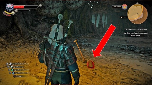 Search the cave for a chest using your Witcher Senses.