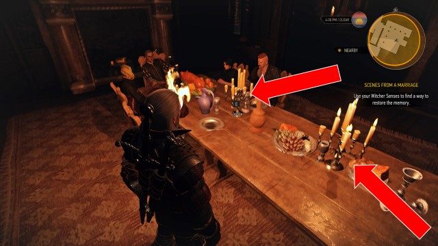 Use your Witcher Senses to find a way to restore the memory. / Carefully examine the painting in the dining room.