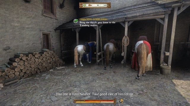 Bring the dapple grey horse to the Talmberg stables.
